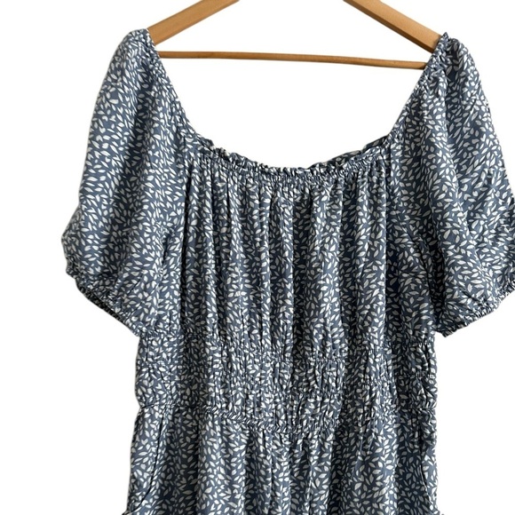 Sincerely Jules Blue White Leaf Print Off Shoulder Jumpsuit Size XL - Picture 4 of 17